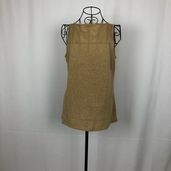 Loft gold knit sleeveless top M - Picture 5 of 6